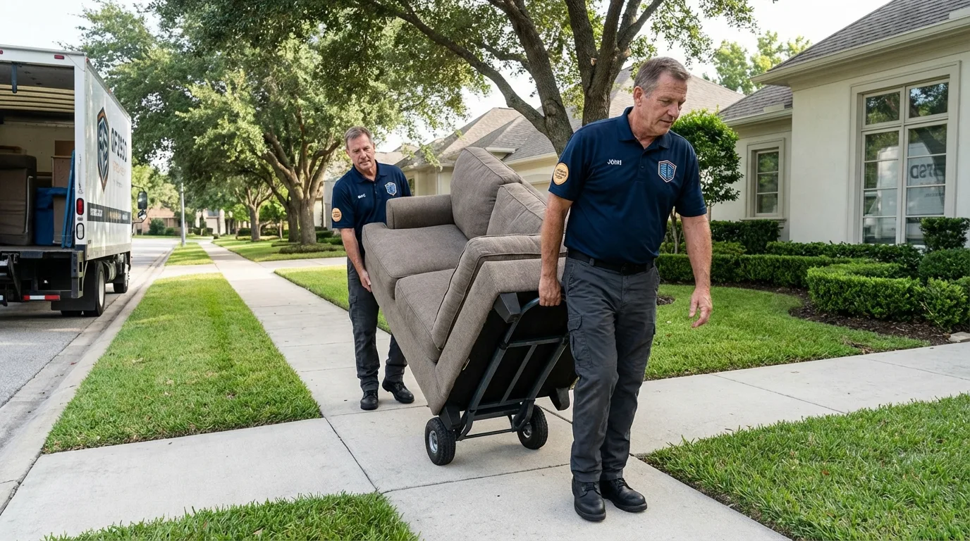 Local residential moving crew loading furniture in Sackets Harbor, NY